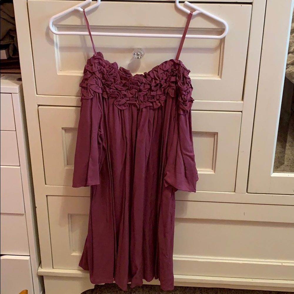 She & sky strapless maroon shirt